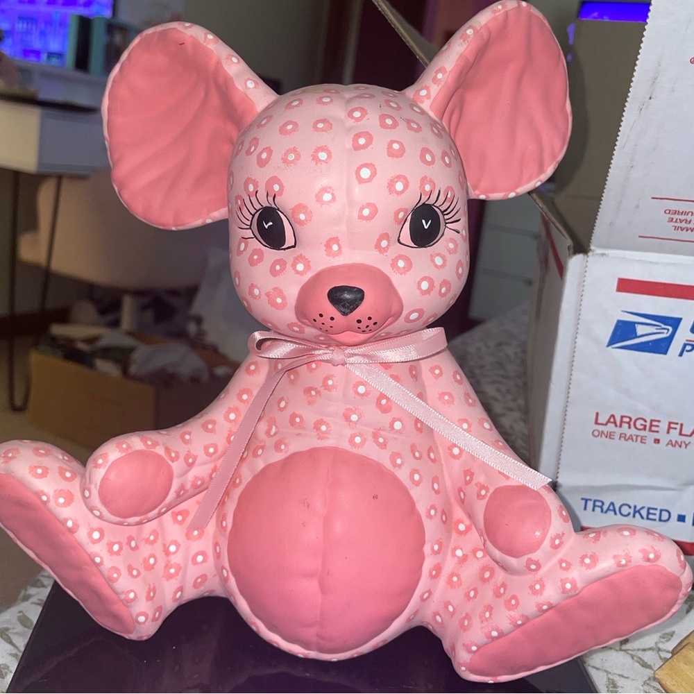 1985 Vintage Kimple Mold: Hand-Painted Ceramic Mouse Figurine